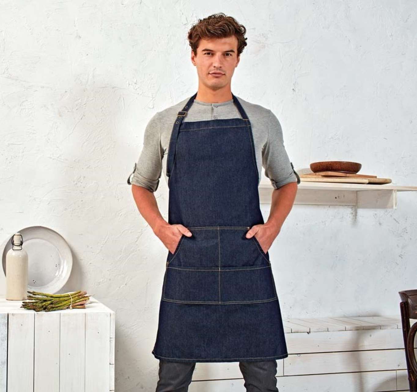 Indigo denim pregača za kuhare