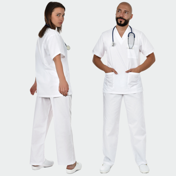 Unisex medicinski komplet COLOMBO, bijeli - 1 Unisex medicinski komplet COLOMBO, bijeli - 1